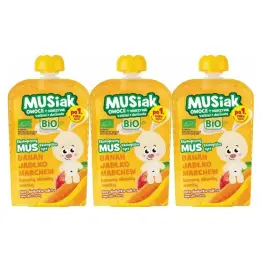 3 x Mus Owocowo - Warzywny BIO (Banan, Jabłko, Marchew) 100 g - Musiak