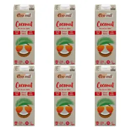6 x Napój Kokosowy Classic Bez Dodatku Cukru  BIO 1 l - Ecomil