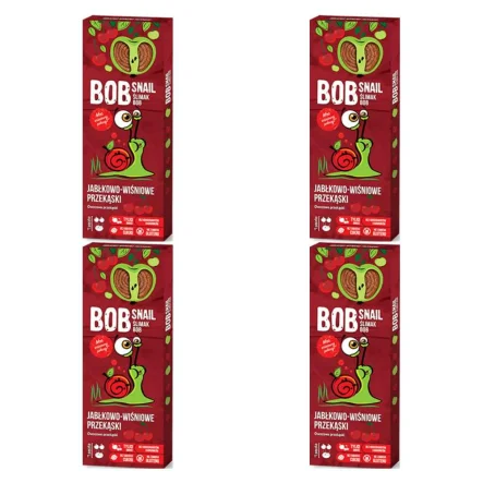 4 x Przekąska Jabłkowo-Wiśniowa z Owoców Bez Dodatku Cukru 30 g Bob Snail