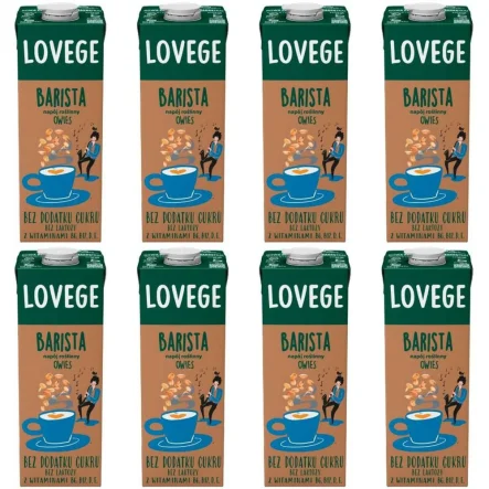 8 x Napój Owsiany Barista Bez Dodatku Cukru 1l - LOVEGE