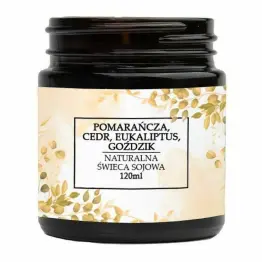 Naturalna Świeca Sojowa - Pomarańcza, Cedr, Eukaliptus, Goździk 120 ml - Vitafarm