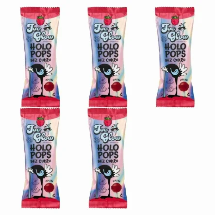 5 x Lizak Kulka Bez Cukru o Smaku Malinowym Bezglutenowy 8 g - HOLOPOPS
