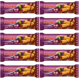 10 x Rurki Kukurydziane Nadziewane Kakaowe Bezglutenowe 18 g - Alaska