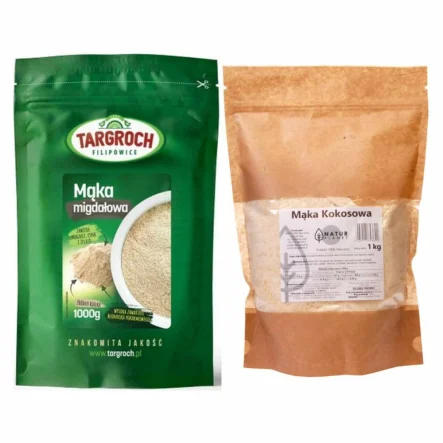 Zestaw Mąka Kokosowa 1 kg Natur Planet + Mąka Migdałowa 1 kg Targroch