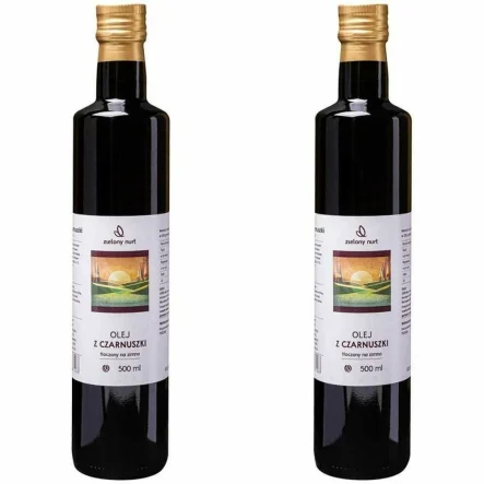 Zestaw 2 x Olej z Czarnuszki Tłoczony na Zimno Nieoczyszczony 500 ml - Zielony Nurt