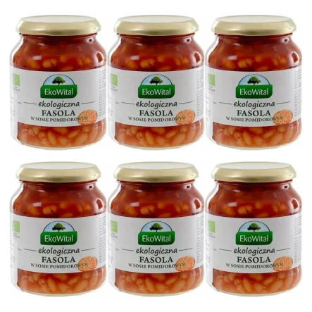 6 x Fasola Biała w Sosie Pomidorowym Bio 360 g - Eko-Wital