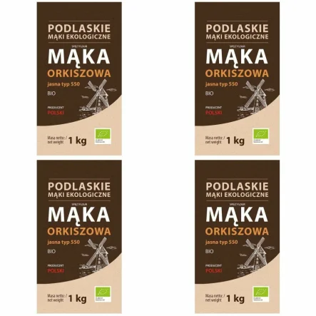 4 x Polska Mąka Orkiszowa Jasna Typ 550 Bio 1 kg - BioLife