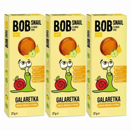 3 x Galaretka Jabłko - Gruszka - Cytryna Bez Dodatku Cukru 27 g - Bob Snail