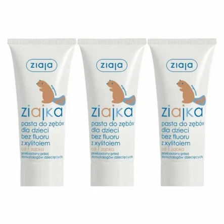 3 x Ziajka Pasta do Zębów z Ksylitolem Bez Fluoru 50 ml - Ziaja