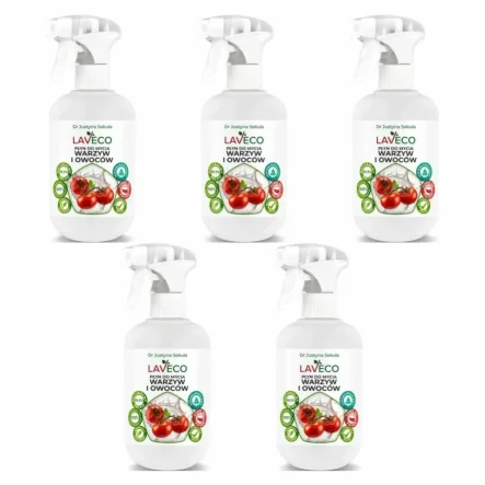5 x Naturalny Płyn do Mycia Warzyw i Owoców 0,5 l - Laveco