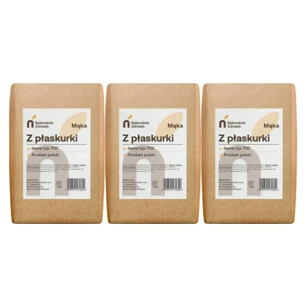3 x Mąka Jasna z Płaskurki Typ 700 1 kg - Naturalnie Zdrowe