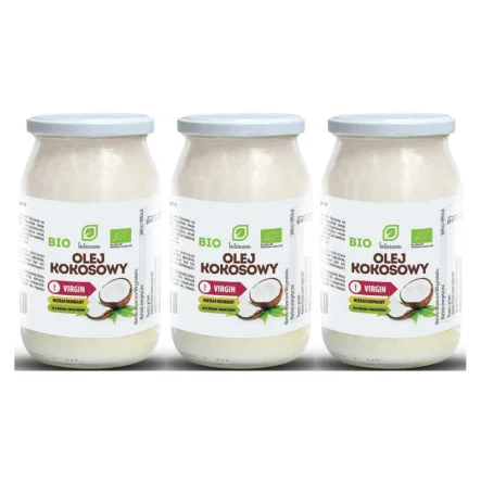 Zestaw 3 x Olej Kokosowy Virgin Nierafinowany Bio 900 ml Intenson