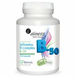 Witamina B Complex B-50 Kompleks B1 B2 B3 B6 B7 B12 100 Kapsułek Vege - Aliness