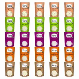 25 x Makaron Konjac KETO CHEF = 5 x Makaron Konjac Penne Bio 270 g (200 g) + 5 x Makaron Konjac Thai Style Bio 270 g (200 g) + 5 x Makaron Konjac Angel Hair Bio 270 g (200 g) + 5 x Makaron Konjac w Kształcie Ryżu (Sticky Rice) do Sushi 200 g + 5 x KETO Ma