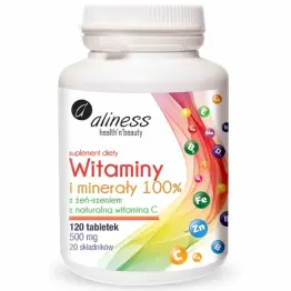 Witaminy i Minerały 100% Multiwitamina 120 Tabletek  - Aliness