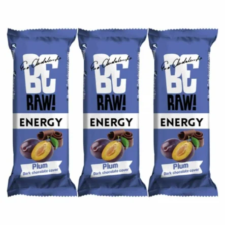 3 x BeRaw Baton Energy Plum Śliwka Chocolate 40 g