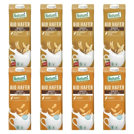 4 x Napój Owsiany z Soją Barista Bio 1 L  UHT + 4 x Napój Owsiany Barista Bez Dodatku Cukru Bio 1 L - Natumi