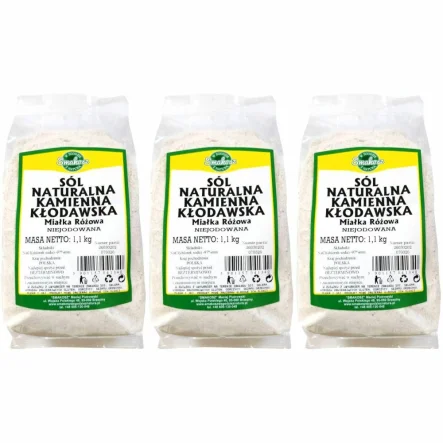 3,3 kg Sól Kłodawska Kamienna Naturalna Miałka Różowa Niejodowana 3x1,1 kg - Smakosz