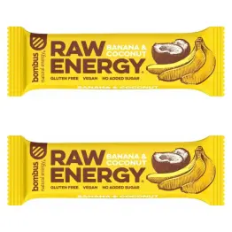 2 x Baton RAW Energy Banan Kokos Bezglutenowy 50 g Bombus Energy
