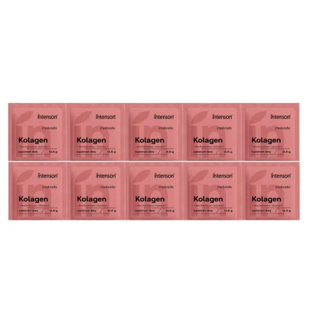 10 x Kolagen z Witaminą C i Kwasem Hialuronowym o Smaku Truskawkowym 11,5 g - Intenson
