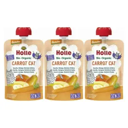 3 x Mus Owocowy z Warzywami Marchewkowy Kotek (Marchewka, Mango, Banan, Gruszka) Bio Demeter 100 g - Holle
