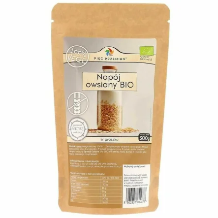 Napój Owsiany w Proszku Bezglutenowy Bio 300 g - Pięć Przemian