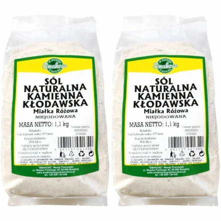 2,2 kg Sól Kłodawska Kamienna Naturalna Miałka Różowa Niejodowana 2x1,1 kg - Smakosz