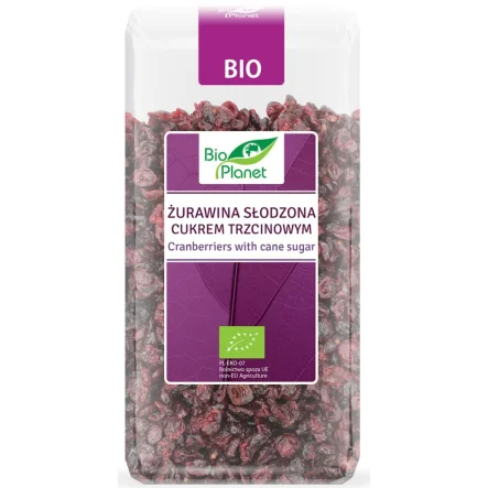 Żurawina Słodzona Cukrem Trzcinowym Bio 400 g - Bio Planet