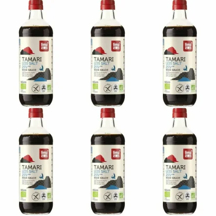 6 x Sos Sojowy Tamari 25% Mniej Soli Bezglutenowy Bio 500 ml - Lima