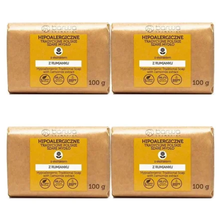 4 x Tradycyjne polskie szare mydło z ekstraktem z rumianku 100 g Barwa