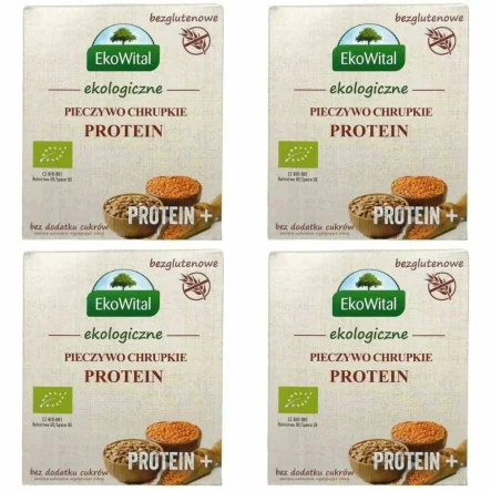 4 x Pieczywo Chrupkie Protein+ Bezglutenowe Bez Dodatku Cukru Bio 100 g - EkoWital