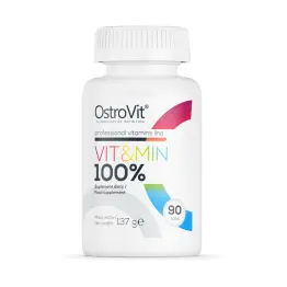 Witaminy i Minerały 100% VIT&MIN Kompleks Witamin, Multiwitamina 90 tabletek OstroVit