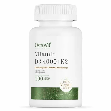 Witamina D3 4000 IU +K2 VEGE 100 Tabletek - OstroVit 