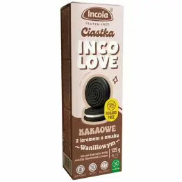 Ciastka Kakaowe z Kremem o Smaku Waniliowym Bez Dodatku Cukru Bezglutenowe 125 g - Incola