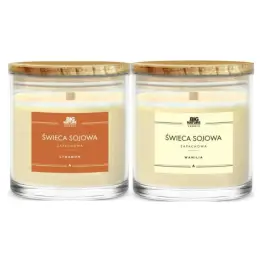 Świeca Sojowa o Zapachu CYNAMON 215 g - Big Nature + Świeca Sojowa o Zapachu WANILIA 215 g - Big Nature