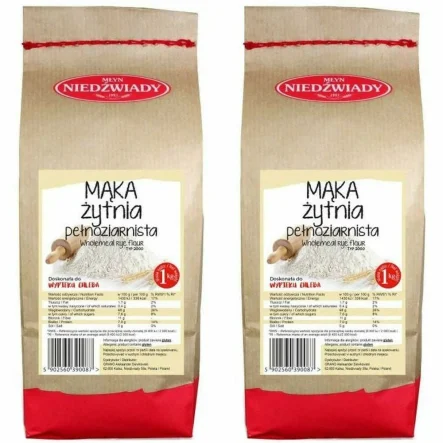 2 x Mąka Żytnia Pełnoziarnista Typ 2000 1 kg - Młyn Niedźwiady