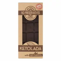 Przepyszna KETOLADA® Czekolada 60% z Erytrytolem 100 g - tylko kakao i erytrol