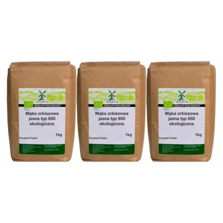 3 x Mąka Orkiszowa Jasna Typ 650 Eko 1 kg - Młyn Kopytowa