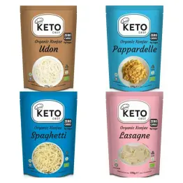 KETO Makaron Konjac UDON Bio 270/200 g + Makaron Keto (Konjac Typu Noodle Pappardelle) Bio 270 g (200 g) + Makaron Keto (Konjac Typu Noodle Spaghetti) Bio 270 g (200 g) + Makaron Keto (Konjac Typu Noodle Lasagne)  Bio 270 g (200 g)  - Keto Chef