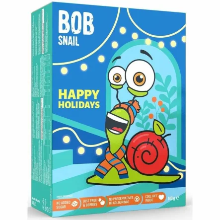 Zestaw Przekąsek Świąteczne Pudełko z Zabawką i Naklejkami 140 g - Bob Snail