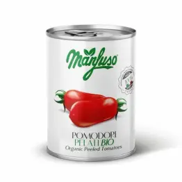 Pomidory Bez Skórki Bio 400 g - Manfuso - Pomidorki w Puszce bez Skórek