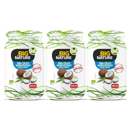 3 x Olej Kokosowy Extra Virgin Nierafinowany Zimnotłoczony Bio 900 ml - Big Nature