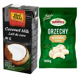 Zestaw Mleko Kokosowe UHT 85% Ekstrakt Kokosa 1L  RealThai  + Orzechy Nerkowca Połówki 1 kg - Targroch