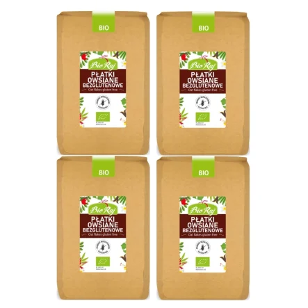 4 x Płatki Owsiane Bezglutenowe Bio 1 Kg - Bio Raj