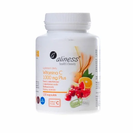 Witamina C Kwas L-askorbinowy 1000 mg Plus 100 Kapsułek Vege - Aliness