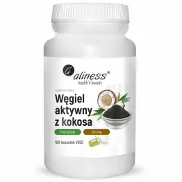 Węgiel Aktywny z Kokosa 300 mg 100 Kapsułek Vege - Aliness