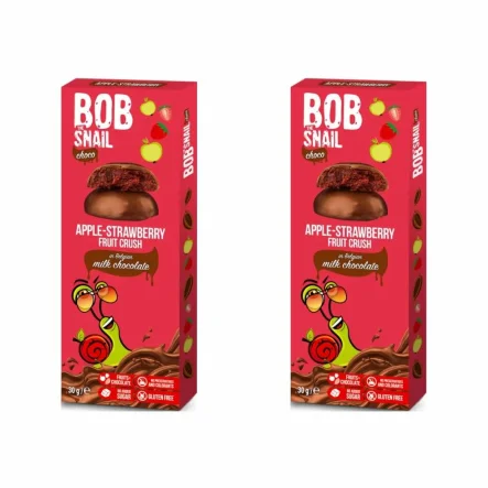 2 x Przekąska Jabłkowo-Truskawkowa w Mlecznej Czekoladzie 30 g - Bob Snail
