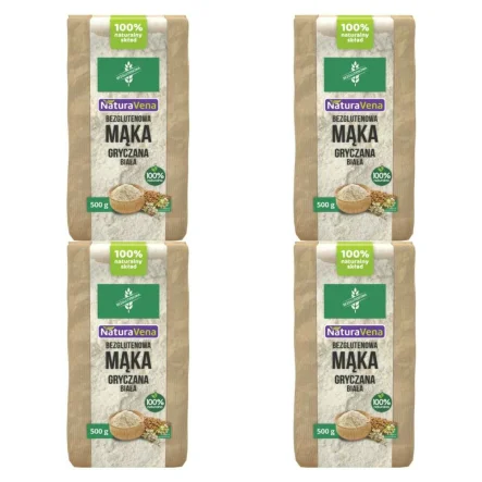 4 x Mąka Gryczana Biała Bezglutenowa 500 g - NaturAvena