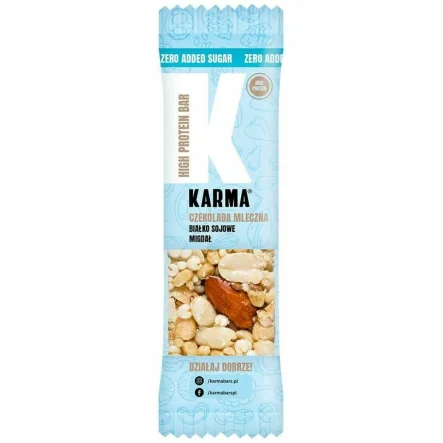 Baton High Protein Bez Dodatku Cukru (Mleczna Czekolada, Białko Sojowe, Migdał) 35 g - Karma