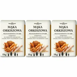 Zestaw 3 x Mąka Orkiszowa Pełnoziarnista Typ 2000 1 kg - Młyn Niedźwiady